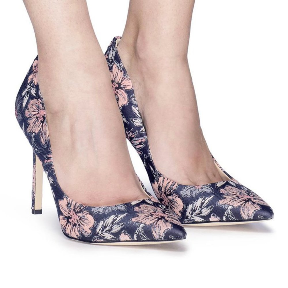 Sam Edelman Womens Blue Hazel Floral Synthetic Jacquard Pump Heels Size 7M